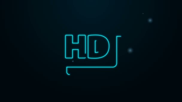 Parlak neon hattı HD film, bant, çerçeve simgesi siyah arkaplan üzerinde izole. 4K Video hareketli grafik canlandırması - Video, Çekim