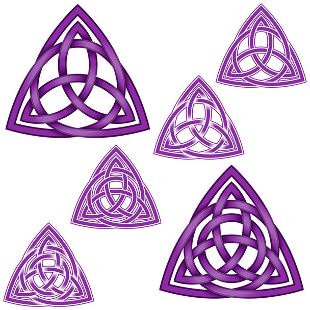 Vector illustratie van het symbool van wicca, twee triquetra 's in elkaar met cirkel, allemaal op witte achtergrond - Vector, afbeelding