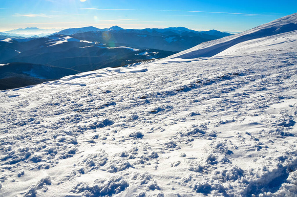 winter landscape of snowy mountains, nature background - Foto, Imagen