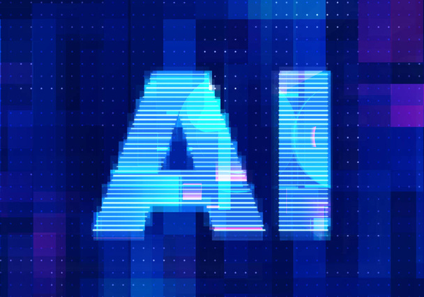 Sztuczna ikona inteligencji technologia AI niebieskie tło. Abstrakcyjne cyfrowe uczenie maszynowe z cyfrową koncepcją projektowania przyszłości.  - Zdjęcie, obraz
