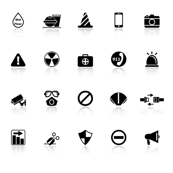 Obecné užitečné ikony se odrážejí na bílém pozadí - Vektor, obrázek