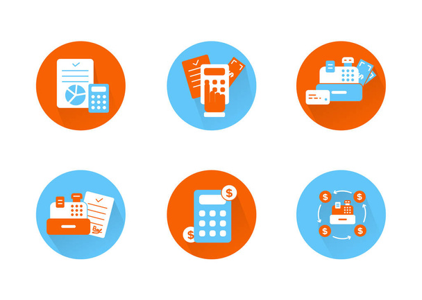 Finance. Vector illustration set of icons of settlement operations, accounting - Vector, Image