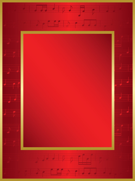 jasně červené pozadí s hudbou poznámky - vektor - Vektor, obrázek