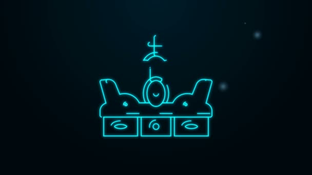 Leuchtende Leuchtschrift Krone des spanischen Symbols isoliert auf schwarzem Hintergrund. 4K Video Motion Grafik Animation - Filmmaterial, Video