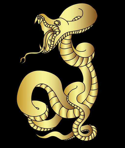 Outline of snake vector. Hand drawn cobra isolate on white - Vector, Image
