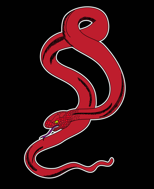 татуировка змеиной кобры. Рукописная китайская змея. вектор татуировки кобры змеи наклейки.  - Вектор,изображение