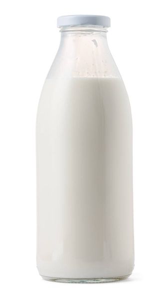 Closed glass milk bottle isolated on white background - Photo, Image