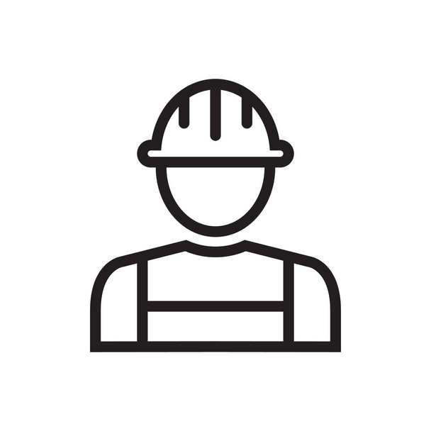 Stavební dělník obrysová ikona vektor Profil osoby avatar s helmou a bunda pro grafický design, logo, webové stránky, sociální média, mobilní aplikace, ui ilustrace - Vektor, obrázek