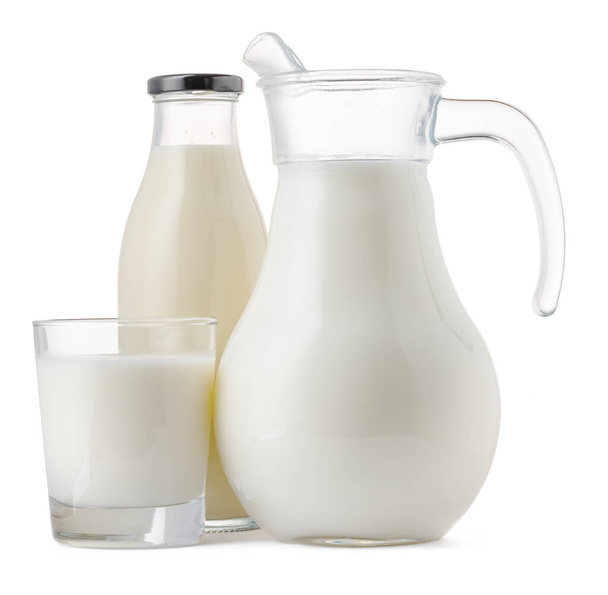 Glassware full of fresh milk isolated on white - Fotó, kép