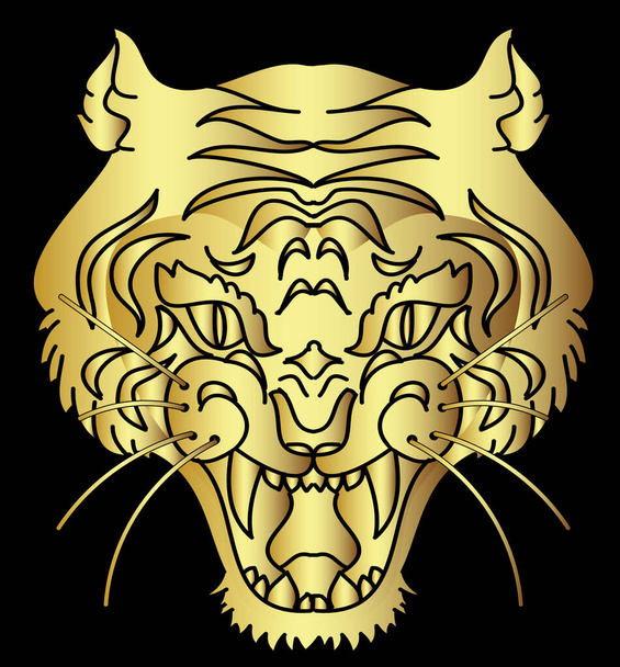 Tygr tvář nálepka vektor.Tygr hlava tradiční tetování. - Vektor, obrázek