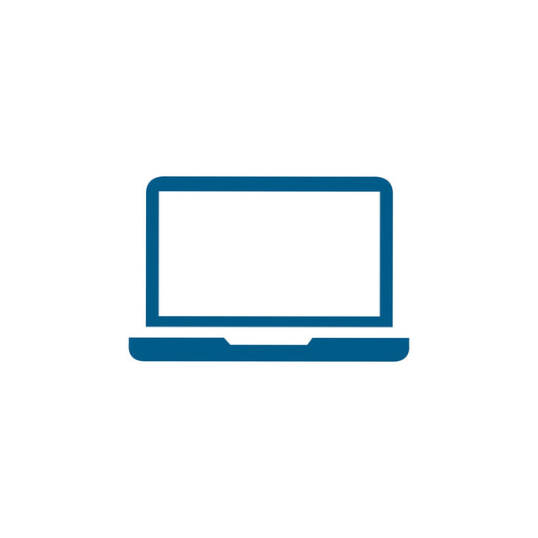 Laptop Blue Icon On White Background. Blue Flat Style Vector Illustration. - Vector, Image
