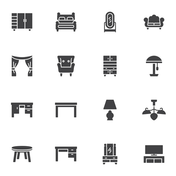 Home interior furniture vector icons set - Vecteur, image