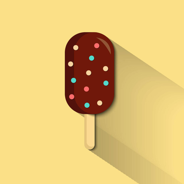 ilustración vectorial de chocolate Ice Cream stick con diseño plano estilo de corte en papel - Vector, Imagen
