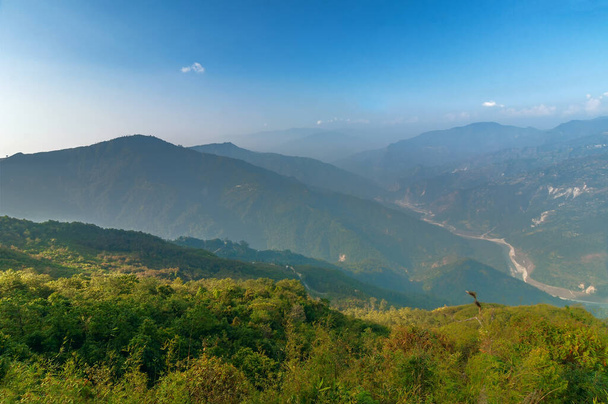 Ramitey view point - Sikkim, India. From this view point, twists and turns of river Tista or Teesta can be seen below, River Tista flows through sikkim state, - Photo, Image