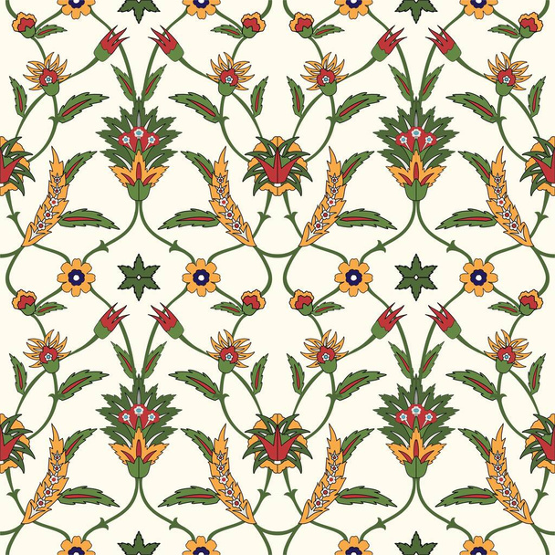 Seamless ethnic ornament, floral background. Turkish, Arabic, Indian style. Great for interior wallpaper, web design, fabric creation. - Vector, Image
