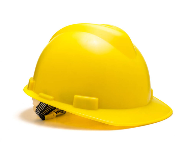 Yellow safety helmet isolated on white background - Photo, Image