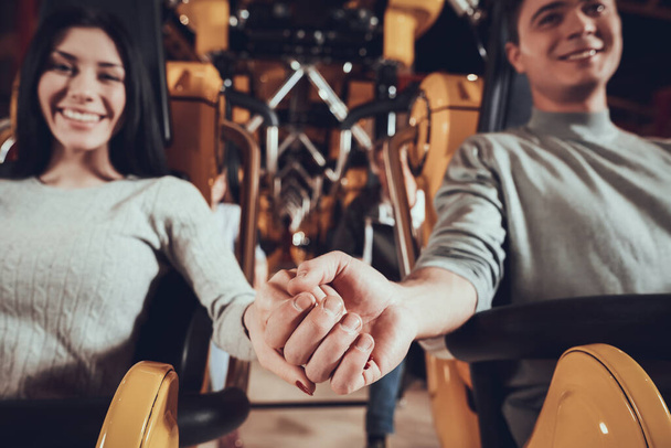 Couple came to have fun together on roller coaster - Foto, immagini