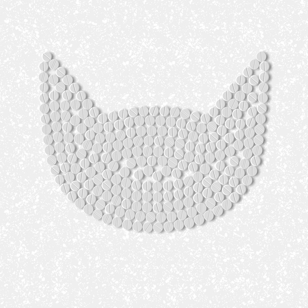 Кошачье лицо с таблетками
 - Вектор,изображение
