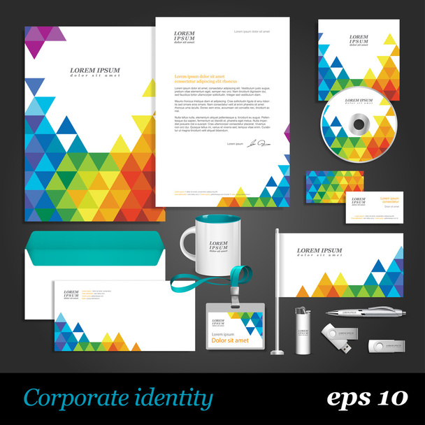 Color corporate identity template with triangles. - Vecteur, image