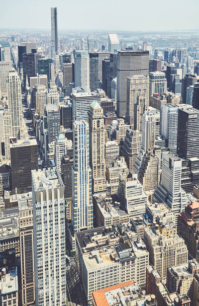 Retro tónusú légi felvétel Manhattan, New York, USA. - Fotó, kép