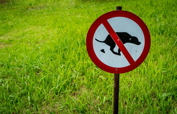 公園で犬の糞のサインを許可しないでください - 写真・画像