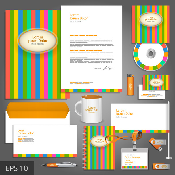 Color corporate identity template with stripes - Vector, afbeelding