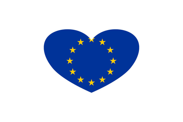 Σημαία της Ευρωπαϊκής Ένωσης σε σχήμα καρδιάς. Απομονωμένα σε λευκό φόντο. - Φωτογραφία, εικόνα