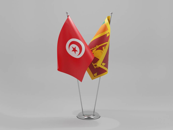 Srí Lanka - Tunisko Vlajky spolupráce, bílé pozadí - 3D Render - Fotografie, Obrázek