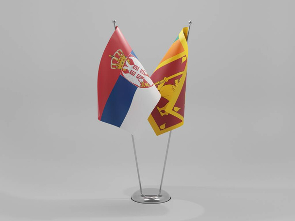 Srí Lanka - Srbsko Vlajky spolupráce, bílé pozadí - 3D vykreslování - Fotografie, Obrázek
