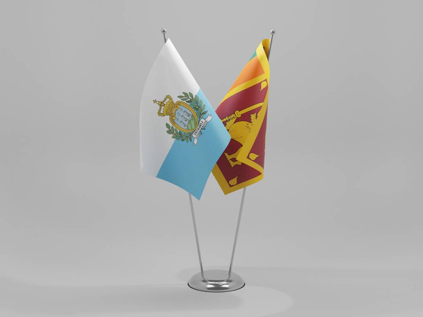 Sri Lanka - Bandeiras de cooperação de San Marino, fundo branco - 3D Render - Foto, Imagem