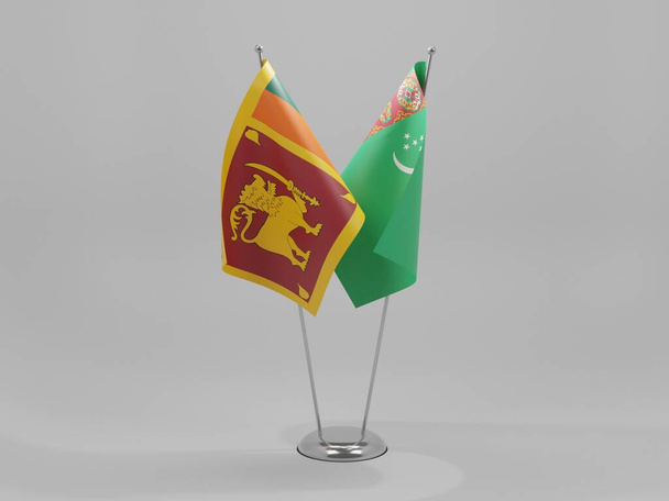 Turkmenistan - Sri Lanka Cooperation Flags, White Background - 3D Render - Photo, Image