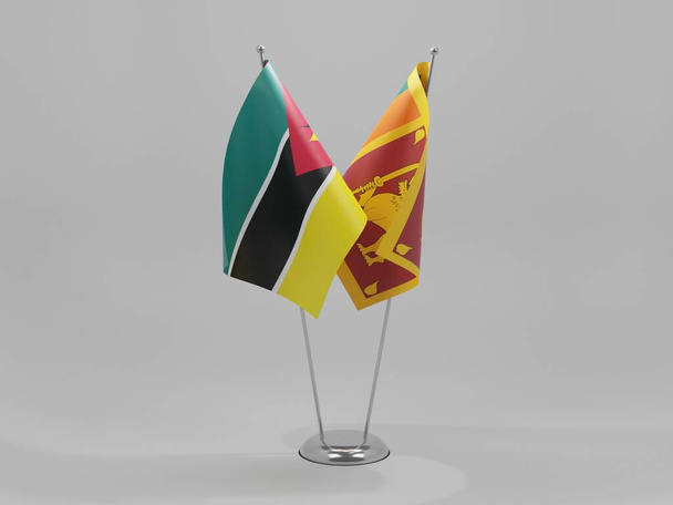 Sri Lanka - Bandiere di cooperazione del Mozambico, sfondo bianco - Render 3D - Foto, immagini