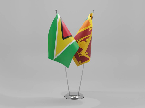 Sri Lanka - Bandeiras de cooperação da Guiana, fundo branco - 3D Render - Foto, Imagem