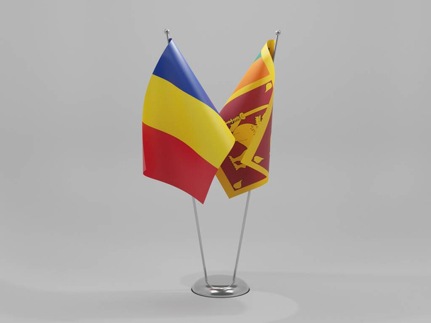 Sri Lanka - Romania Cooperation Flags, White Background - 3D Render - Photo, Image