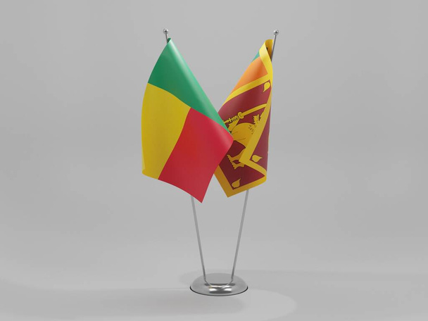 Srí Lanka - Beninské vlajky spolupráce, bílé pozadí - 3D vykreslování - Fotografie, Obrázek