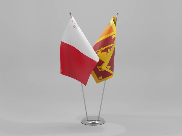 Sri Lanka - Malta Bandeiras de cooperação, fundo branco - 3D Render - Foto, Imagem