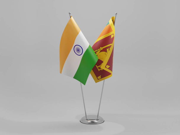 Srí Lanka - Indie Vlajky spolupráce, bílé pozadí - 3D Render - Fotografie, Obrázek