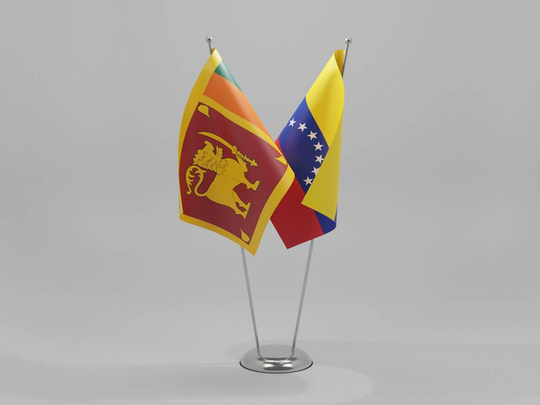 ベネズエラ-スリランカ協力旗、白の背景- 3Dレンダリング - 写真・画像
