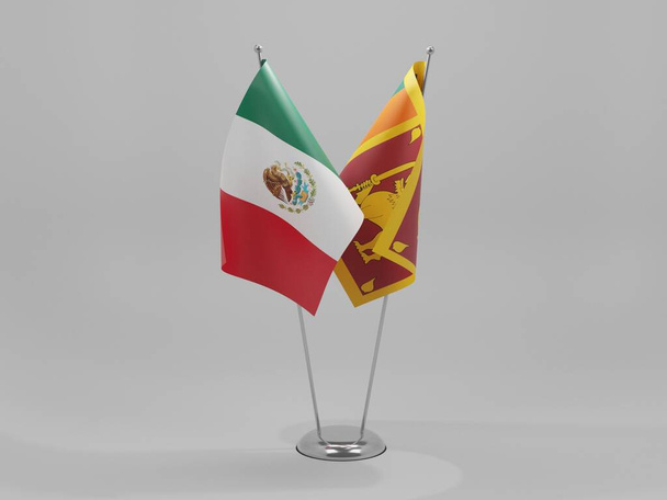 Srí Lanka - Mexiko Vlajky spolupráce, bílé pozadí - 3D Render - Fotografie, Obrázek