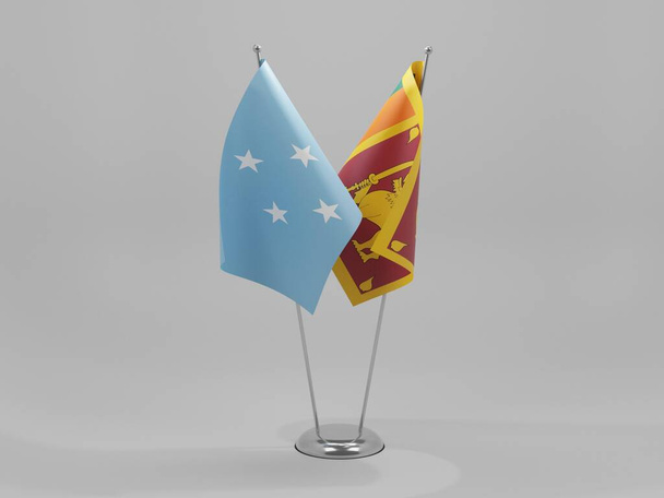 Srí Lanka - Mikronéské vlajky spolupráce, bílé pozadí - 3D vykreslování - Fotografie, Obrázek