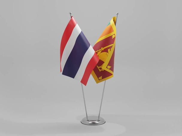 Σρι Λάνκα - Ταϊλάνδη Σημαίες Συνεργασίας, Λευκό Φόντο - 3D Render - Φωτογραφία, εικόνα