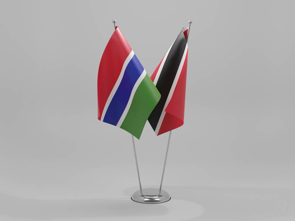 Trinidad ve Tobago - Gambiya İşbirliği Bayrakları, Beyaz Arkaplan - 3D Render - Fotoğraf, Görsel