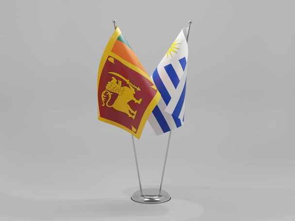 Uruguai - Bandeiras de cooperação do Sri Lanka, fundo branco - 3D Render - Foto, Imagem