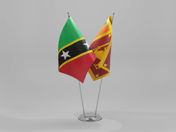 Sri Lanka - Bandeiras de cooperação de São Cristóvão e Nevis, fundo branco - 3D Render - Foto, Imagem