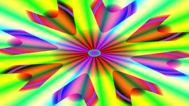 Pulsujące pierścienie jasnych lat 70-tych Hot Neon Psychedelia Light Rays - Materiał filmowy, wideo