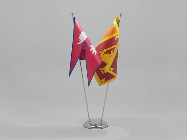Srí Lanka - Nepálské vlajky spolupráce, bílé pozadí - 3D vykreslování - Fotografie, Obrázek