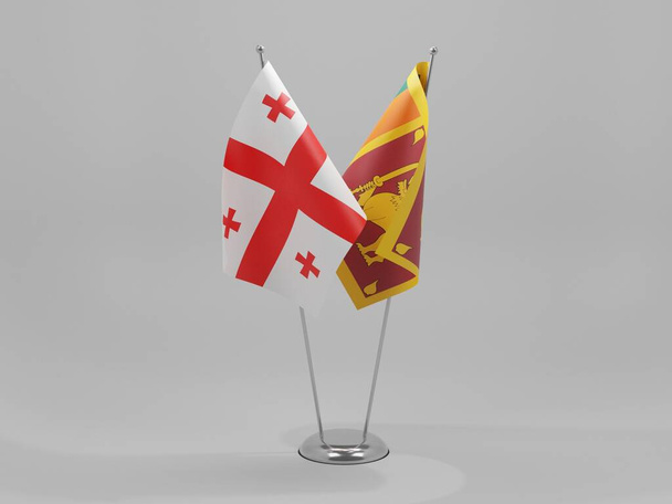 Srí Lanka - Gruzie Spolupráce vlajky, bílé pozadí - 3D Render - Fotografie, Obrázek