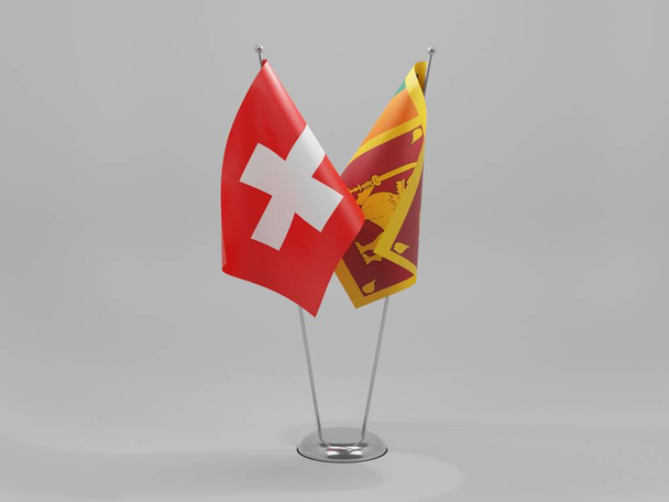 Sri Lanka - Switzerland Cooperation Flags, White Background - 3D Render - Photo, Image