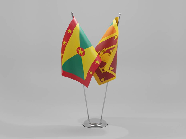 Srí Lanka - Vlajky spolupráce Grenada, Bílé pozadí - 3D vykreslování - Fotografie, Obrázek