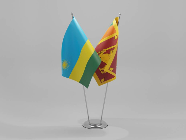 Sri Lanka - Rwanda Cooperation Flags, White Background - 3D Render - Photo, Image